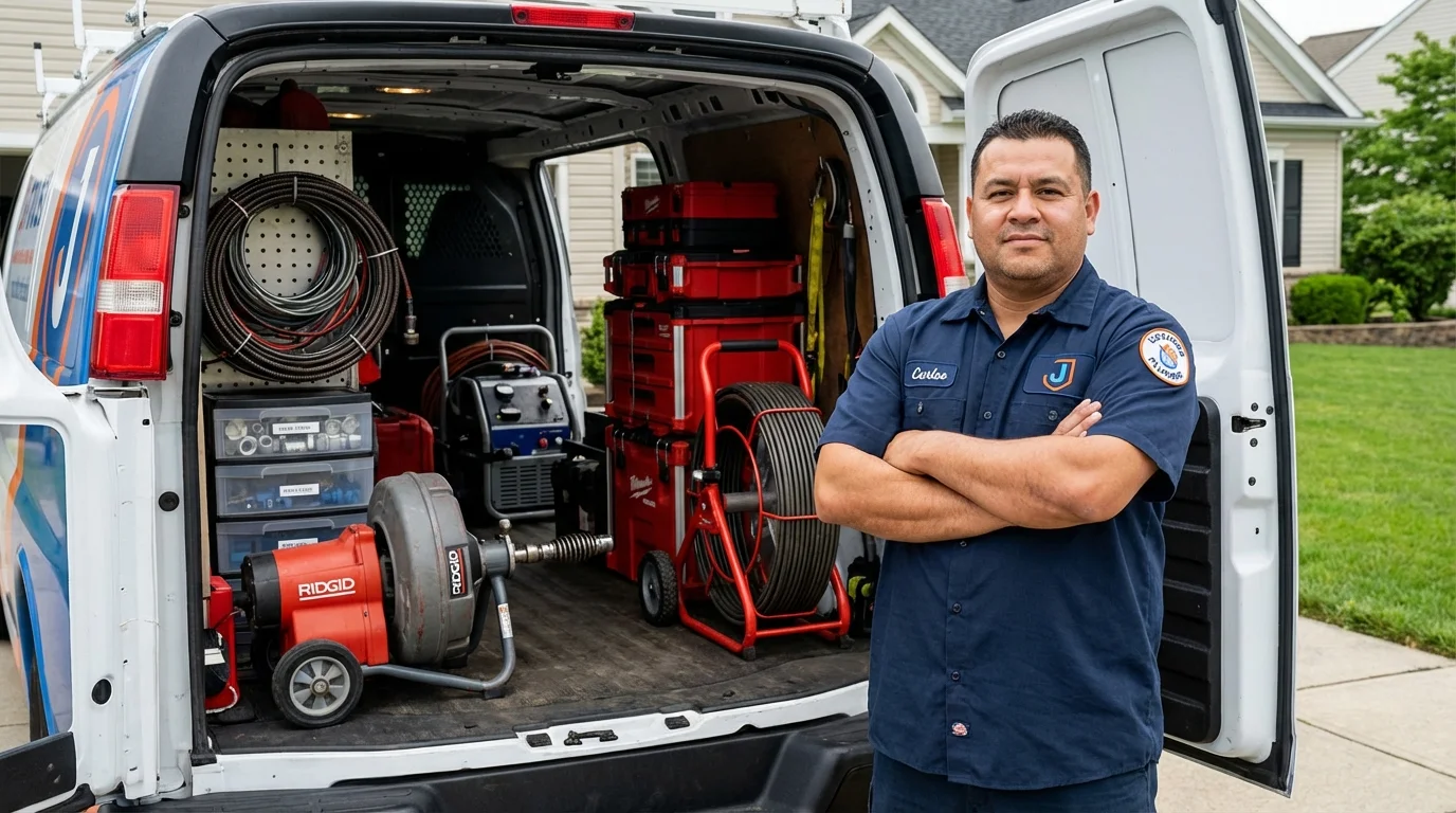 Professional drain cleaning equipment and Johns Plumbing LLC plumber in Philadelphia