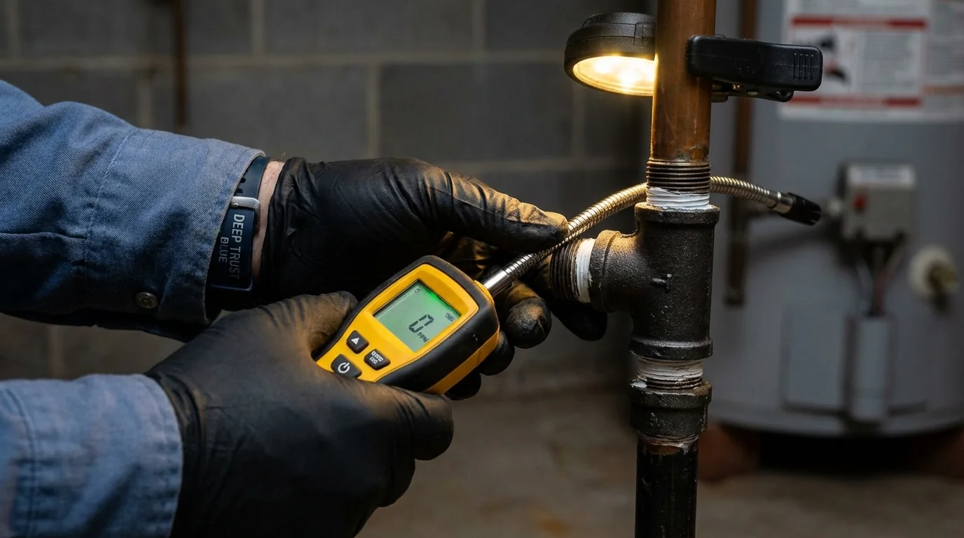 Gas leak detection with electronic sniffer by Johns Plumbing LLC in Philadelphia